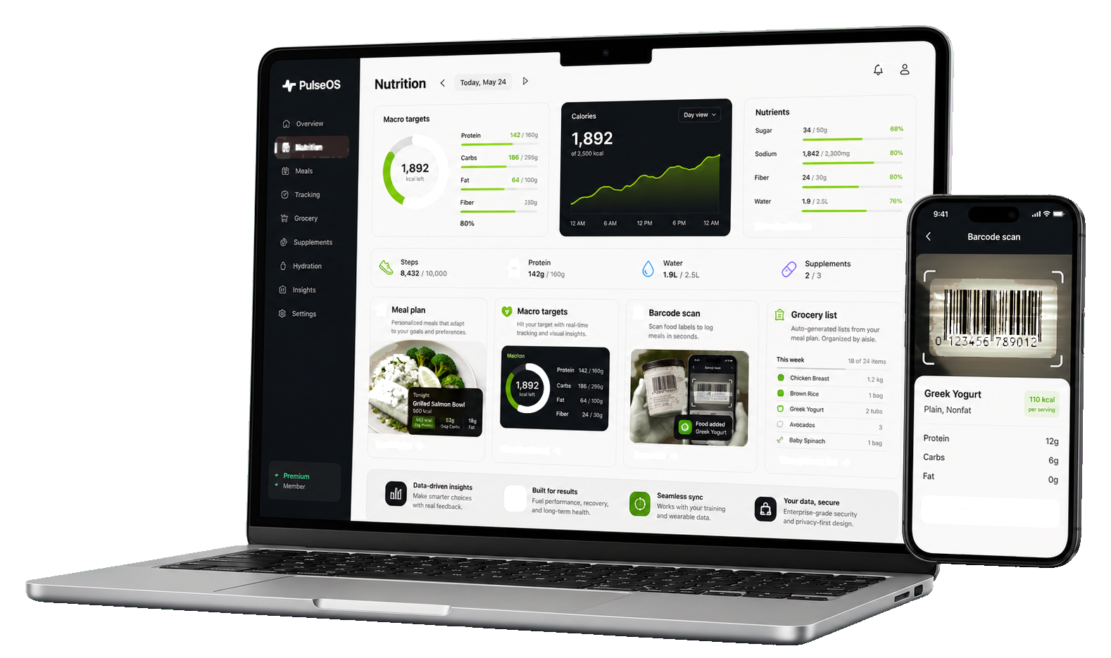 Nutrition that fits your goals route mockup